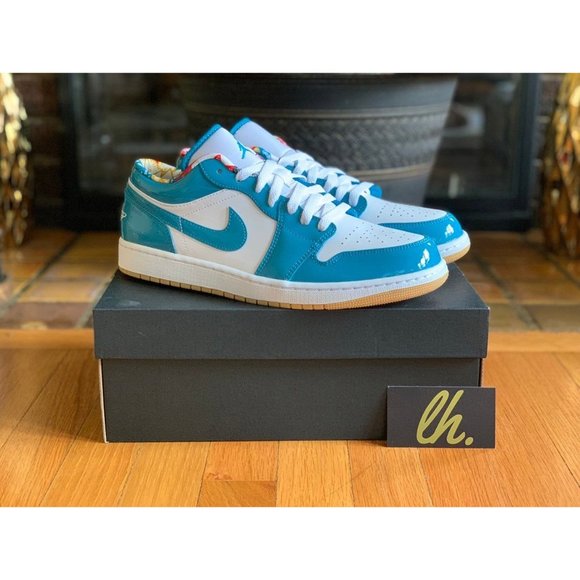 Size 10 Air Jordan 1 Low "Barcelona Cyber Teal" - Picture 4 of 5